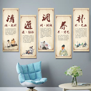 中医馆装饰画清通调养补壁画养生馆装饰挂画中式理疗宣传海报