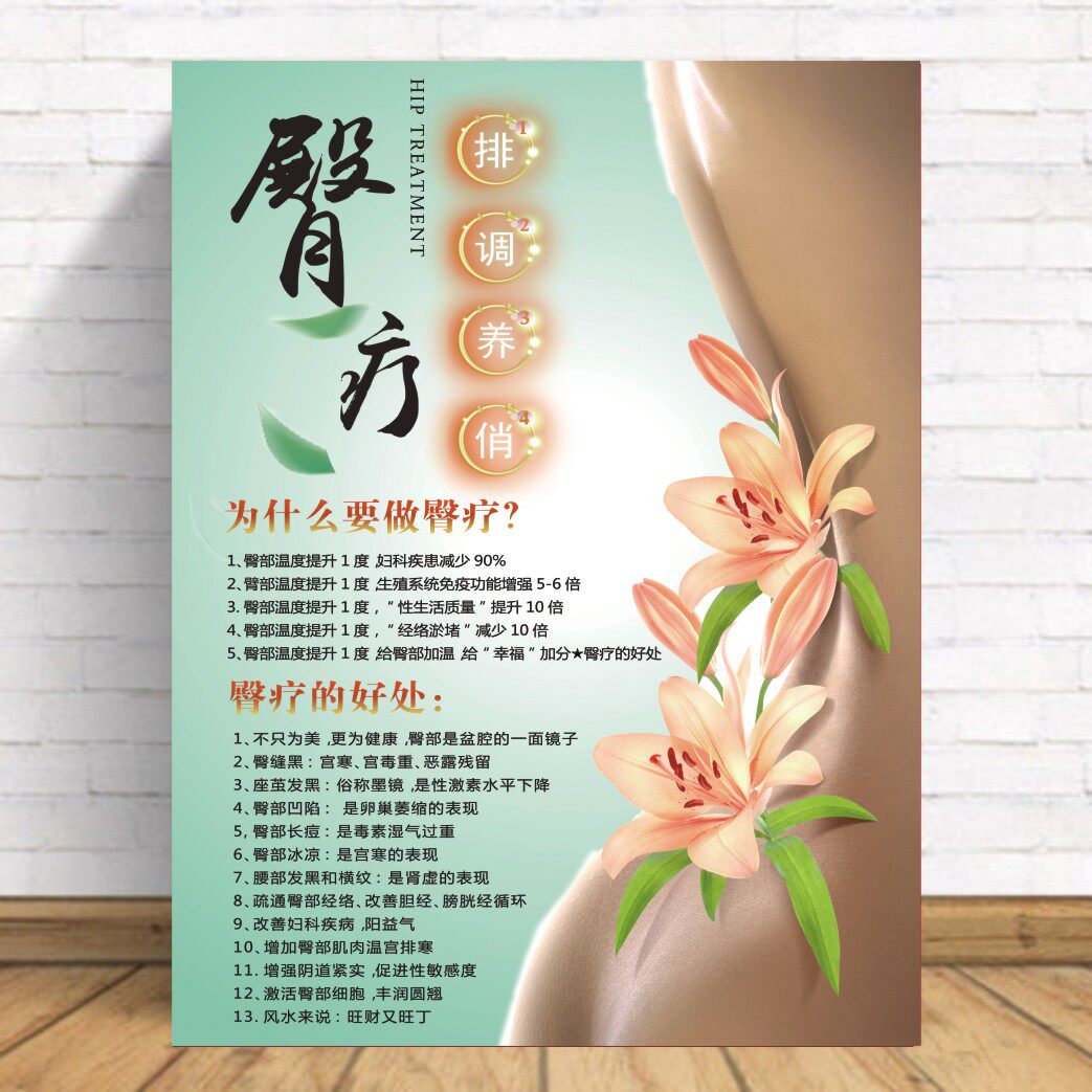 为什么做臀疗做臀部十五大好处臀部保养美容院装饰养生馆海报贴画
