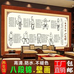 八段锦宣传画传统健身气功海报中医院养生文化图片五禽戏展板墙贴