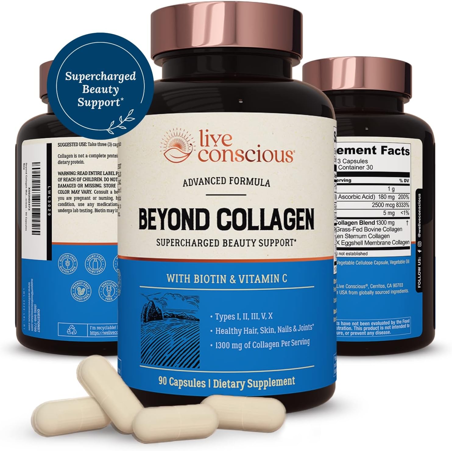 美国代购Live Conscious Beyond Collagen Multi Collagen Capsul