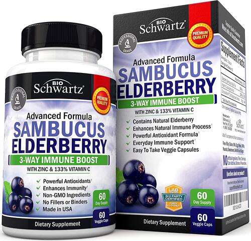 美国代购Elderberry with Zinc and Vitamin C for Adults - Immu