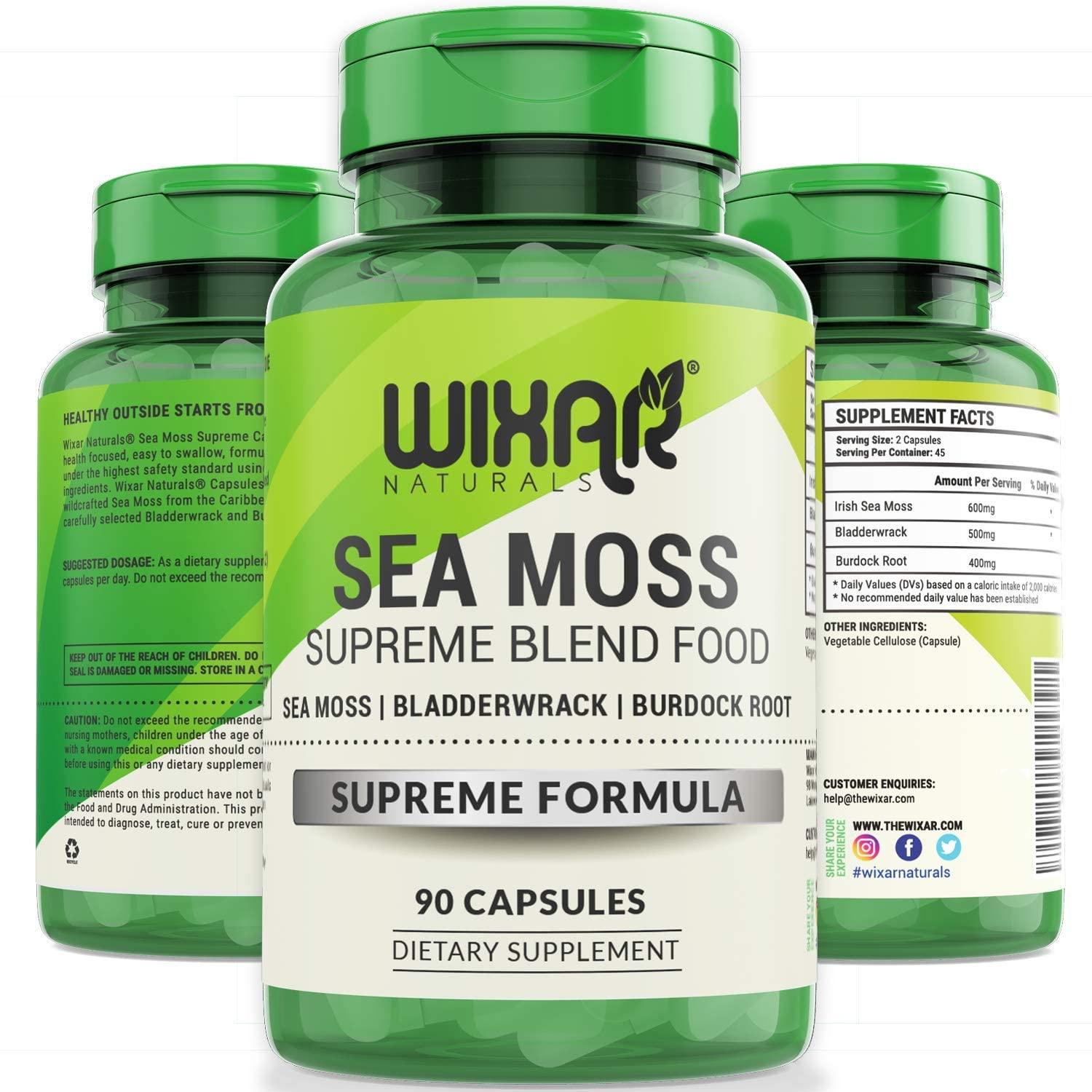 wixar organic sea moss plus - natural irish sea moss and