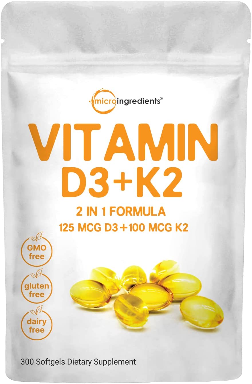 美国代购Vitamin D3 5000IU Plus K2, 2 in 1 Formula, Vita