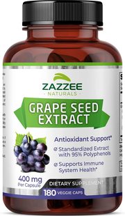 美国代购Zazzee Grape Seed Extract 20,000 mg Strength, 180 Ve