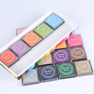 韩系文具4*4cm手指画彩色印泥diy橡皮章印章印台20色盒装特价