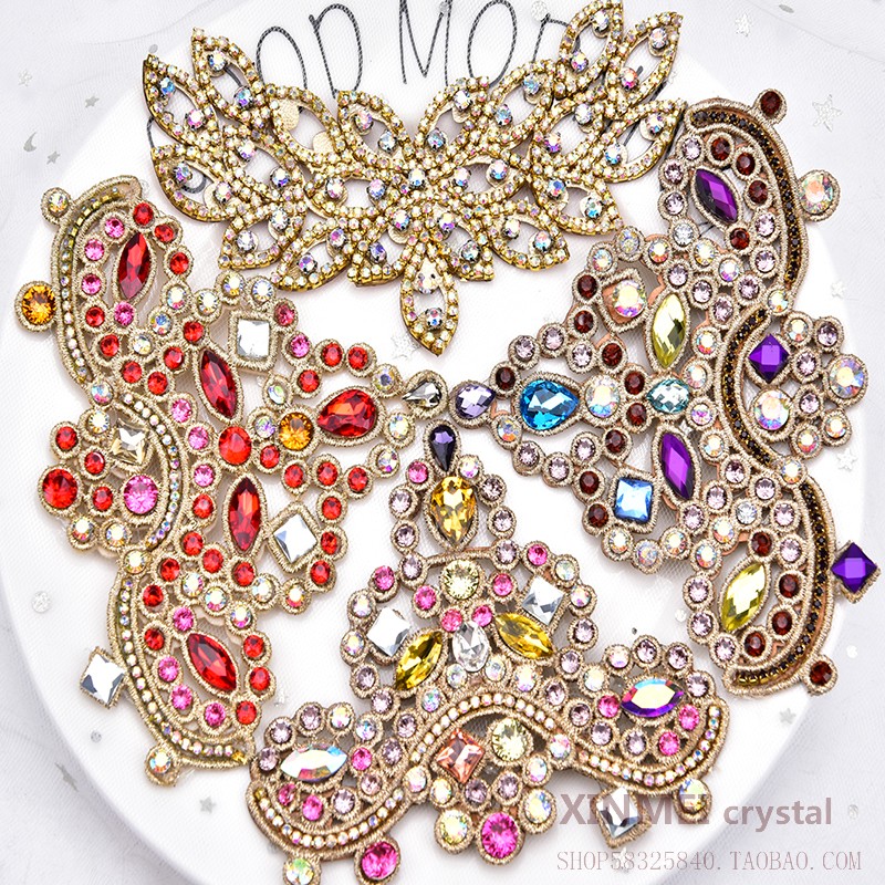 新款时尚AB彩水钻潮流鞋花手缝凉鞋拖鞋衣服包包diy婚鞋装饰配件