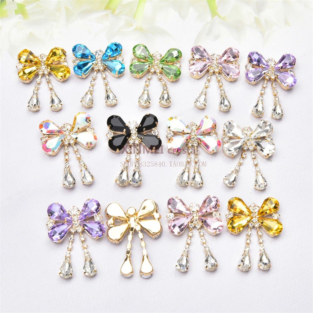 直销水滴流苏蝴蝶钻花彩色水晶玻璃钻扣鞋包饰品配件服装装饰辅料,饰品/流行首饰/时尚饰品新,其他DIY饰品配件,淘宝优惠券,粉丝福利购,淘宝优惠卷