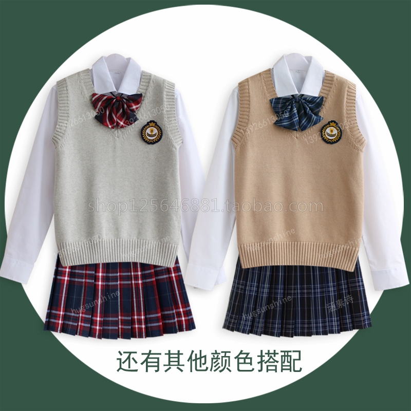 日系JK背心套装 高中大学生装 英伦学院派校服套装 制服班服 软妹
