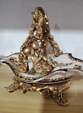 欧式奢干果篮 客厅茶几摆件家居创意装饰 KTV合金高档水果干果篮