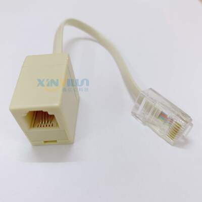 RJ45转RJ11 网络线转电话线 8P转6P4C 电话转接头4芯转换头米黄色