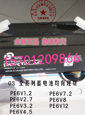GS原装蓄电池PE6V1.2/3A/3.2/4.5/7.2/8/12AH免维护PORTALAC系列