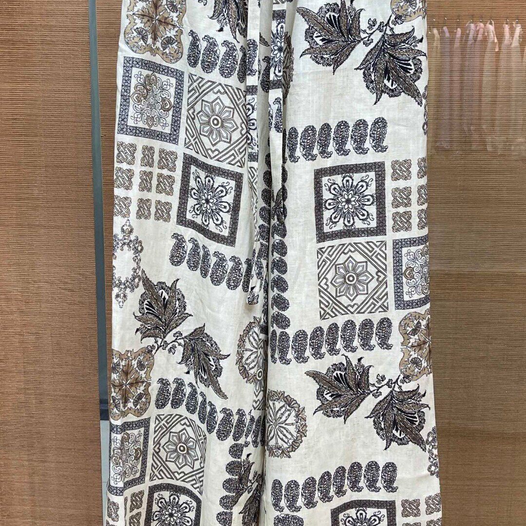 布谷-新通勤裤艺术系流浪民族风西雅图印花阔腿休闲裤YS73-G421