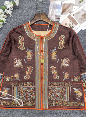 布谷-牌老钱新中式人丝香云纱重工百万针绣花短外套YS2-t586