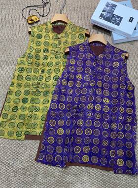 布谷-2026夏上新桑蚕丝香云纱圆圈图案马甲(不含项链)YS5-G473