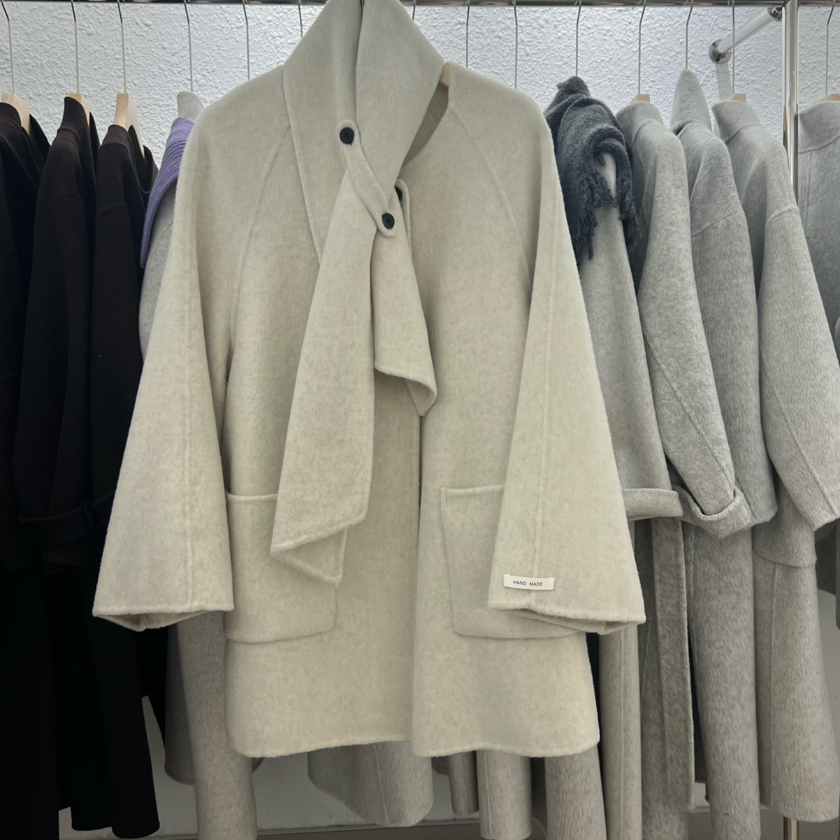 MOM脖双面韩系甜酷时髦羊毛外套(配可拆卸围巾)（含100羊毛）20