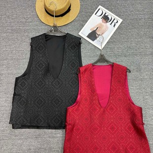 MOM--26年早春人丝提花v领百搭时尚新中式老钱风马甲YS62-G305