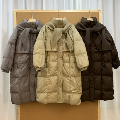 MOM长款50绒有质检保暖羽绒服外套(配可拆卸帽子)DX0801风衣款