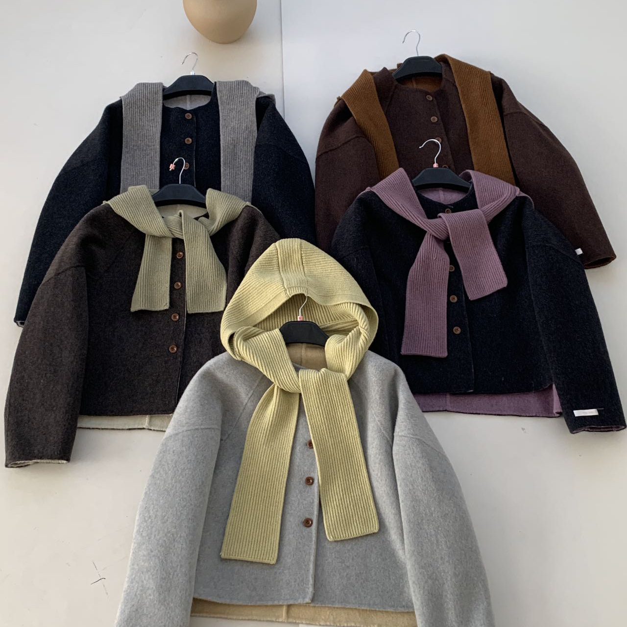 MOM领单排扣短款外套羊毛外套(配可拆卸披肩帽)（含100澳毛）12