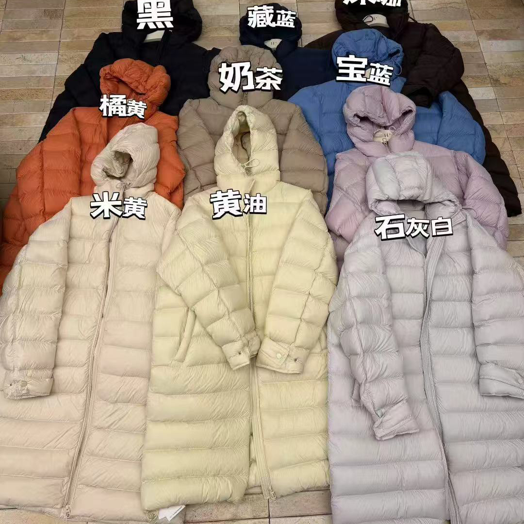 MOM高品质中长款连帽排骨泡芙过膝保暖羽绒服外套0826
