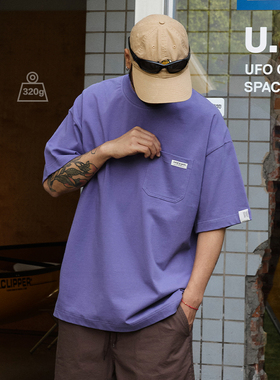 Quentin Marx日系男士重磅短袖T恤2025新款半袖圆领宽松情侣tee夏