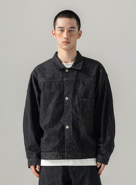 Quentin Marx日系男士原色牛仔衣男装常规百搭牛仔外套休闲宽松潮