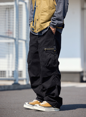Quentin Marx日系复古男士户外工装裤宽松休闲潮牌长裤秋季直筒裤