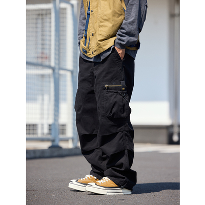 Quentin Marx日系复古男士户外工装裤宽松休闲潮牌长裤秋季直筒裤