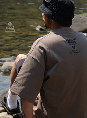 Quentin Marx日系男士重磅短袖印花T恤户外青年宽松情侣潮男tee夏