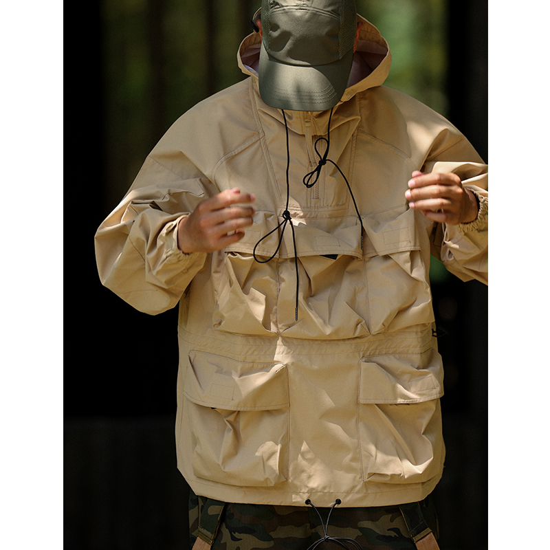户外男士连帽风衣外套防风防水