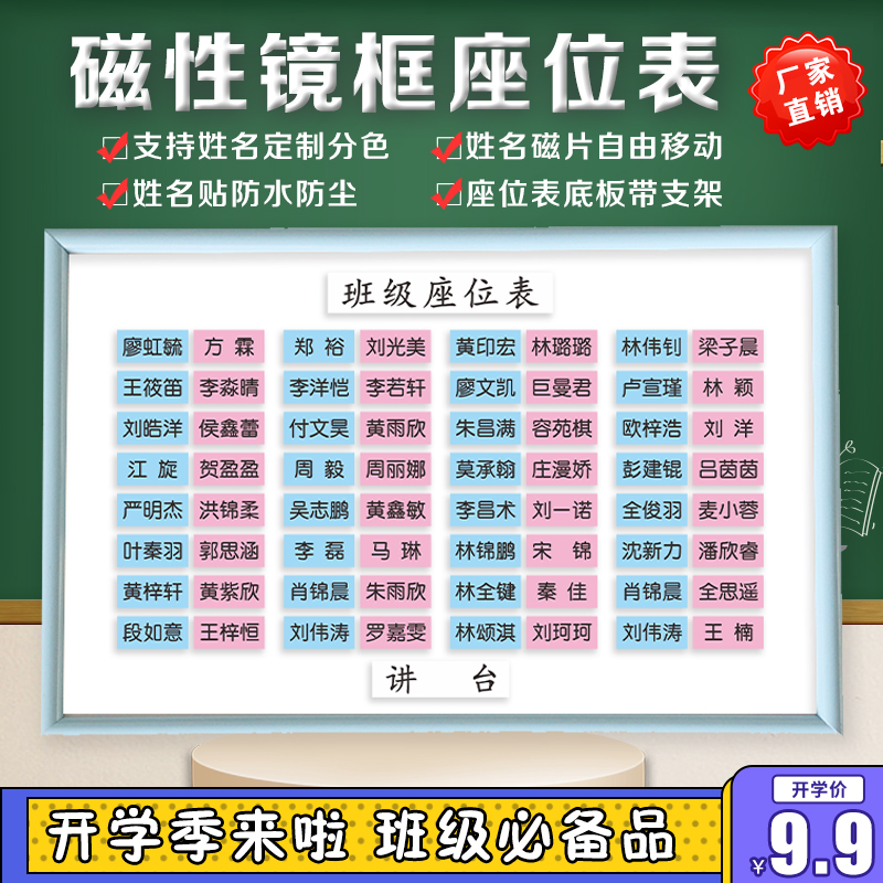 排座位台卡镜框座位表姓名贴标牌