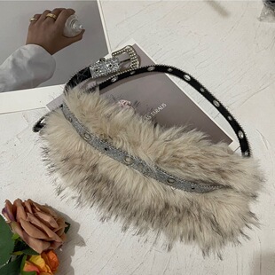 复古高级感亚文化毛毛水钻腰带女亮闪闪y2k辣妹银色百搭皮带配饰