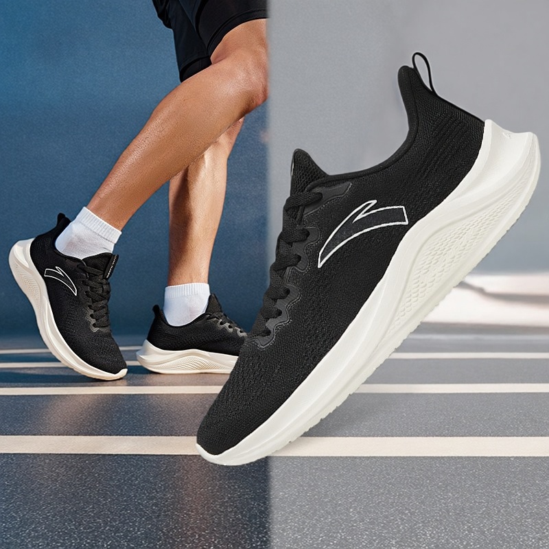 安踏一体织网面跑步鞋男士2023新款飞织慢跑鞋透气运动鞋百搭男鞋