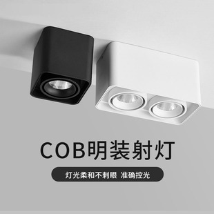 LED明装 圆角射灯Ra95高显指高亮天花灯客厅铝材栅格灯双头斗胆灯