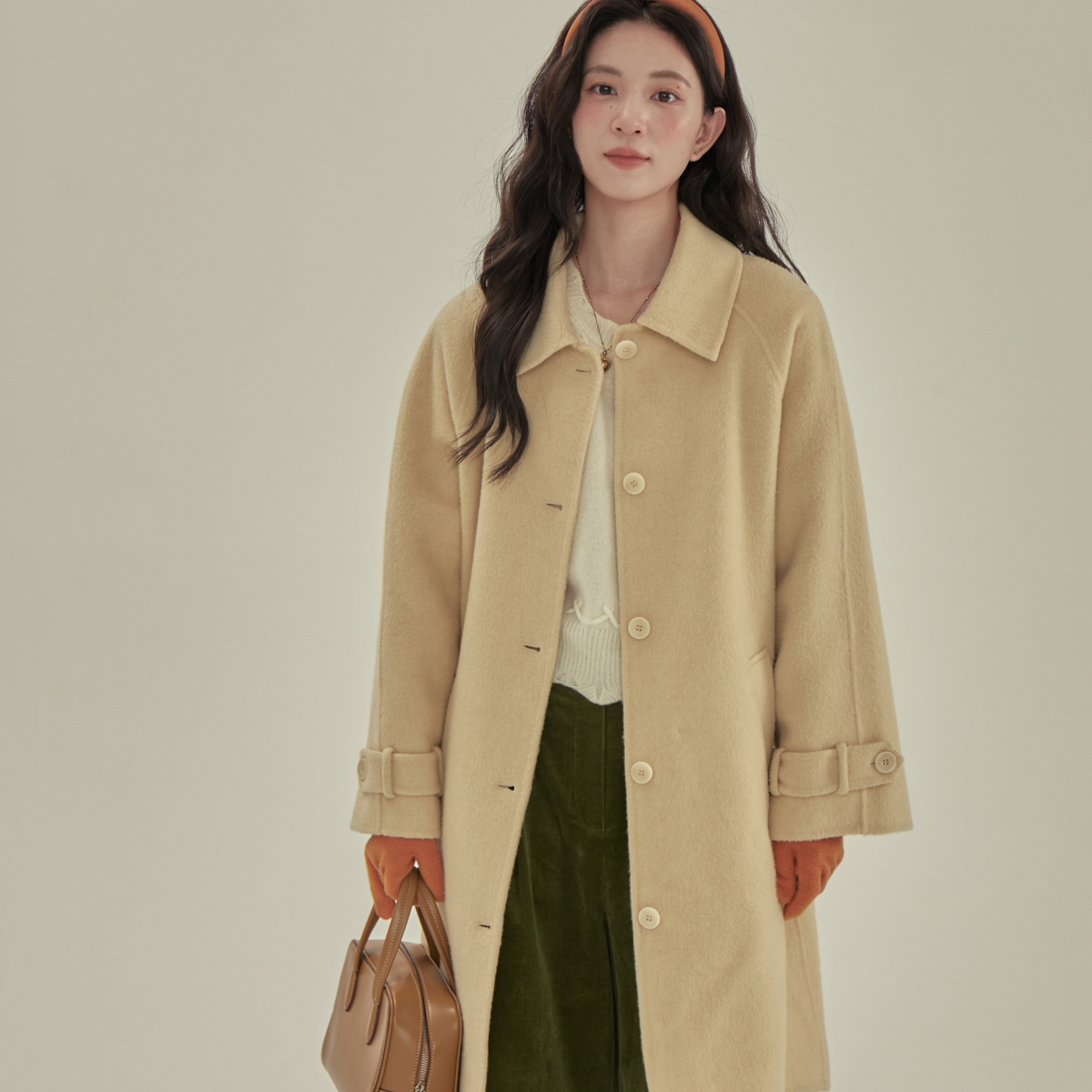 OMELET蛋卷面羊毛外套（含20浣熊毛）灰全羊毛黄浣熊绒TWW24481