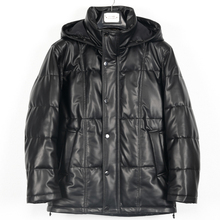 海宁2025冬新款男士真皮皮衣绵羊皮白鹅绒中长款连帽保暖外套2588