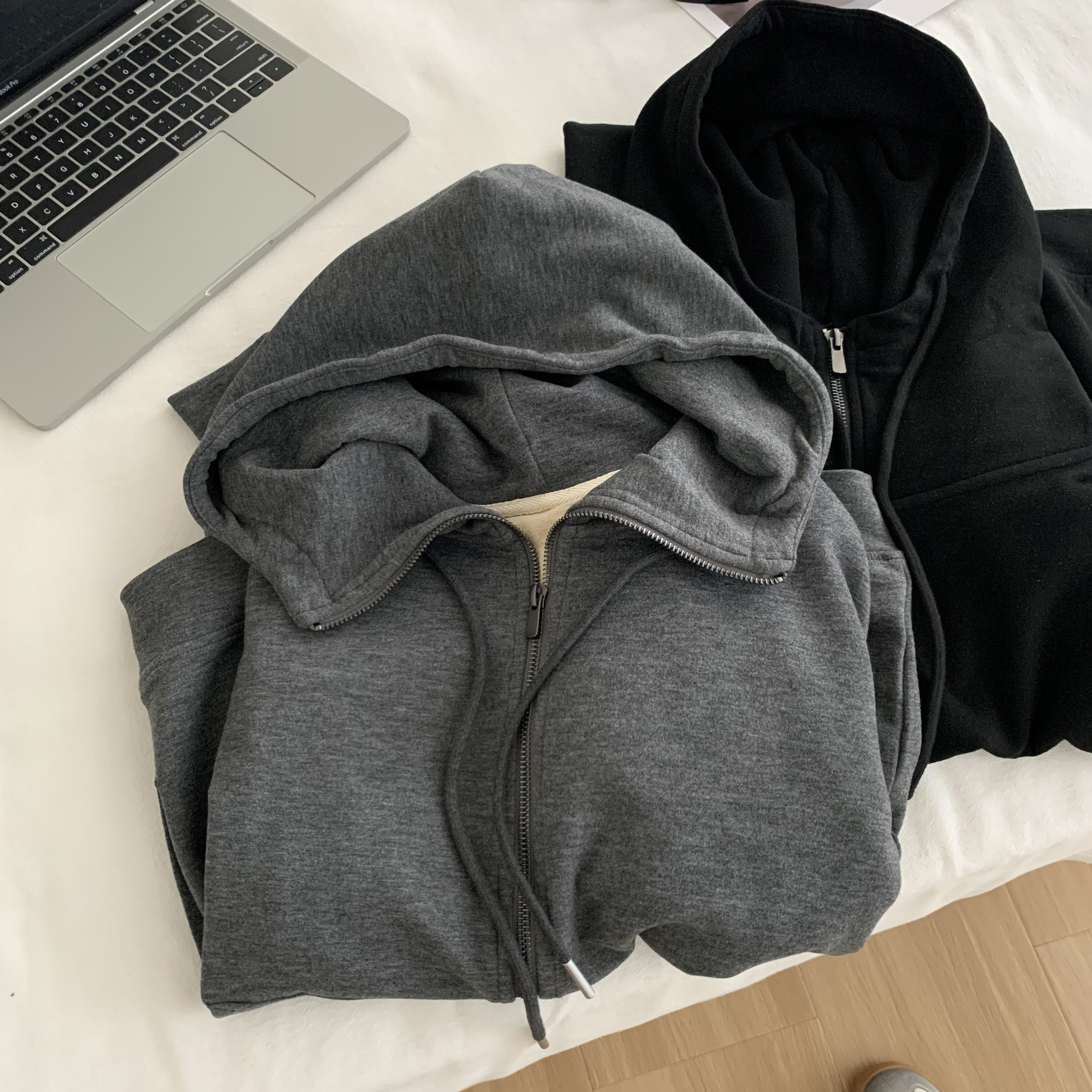 垂感慵懒双面磨毛卫衣外套