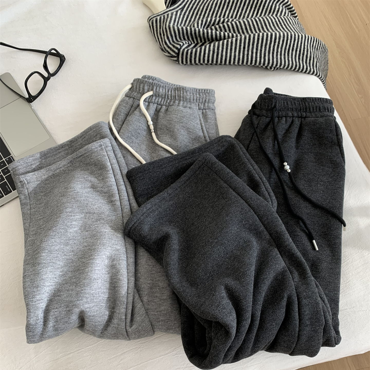 长毛暖绒加厚直筒休闲裤