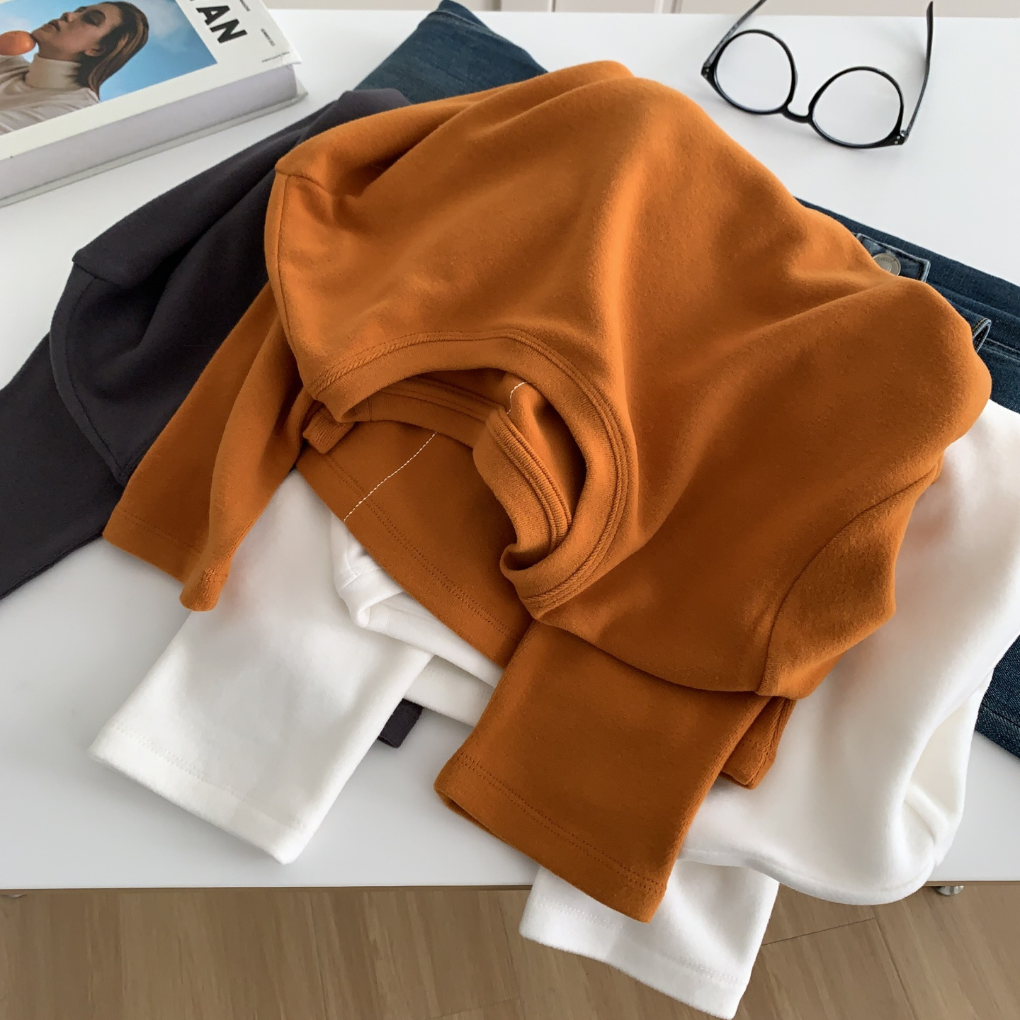 秋冬双面绒加厚打底衫