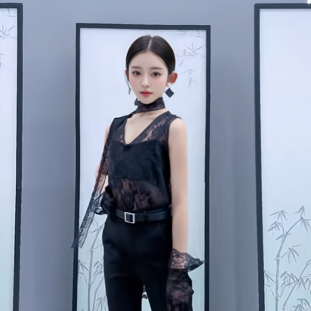 儿童模特形体走秀潮服女童酷潮服高端车模T台服装黑色套装演出服