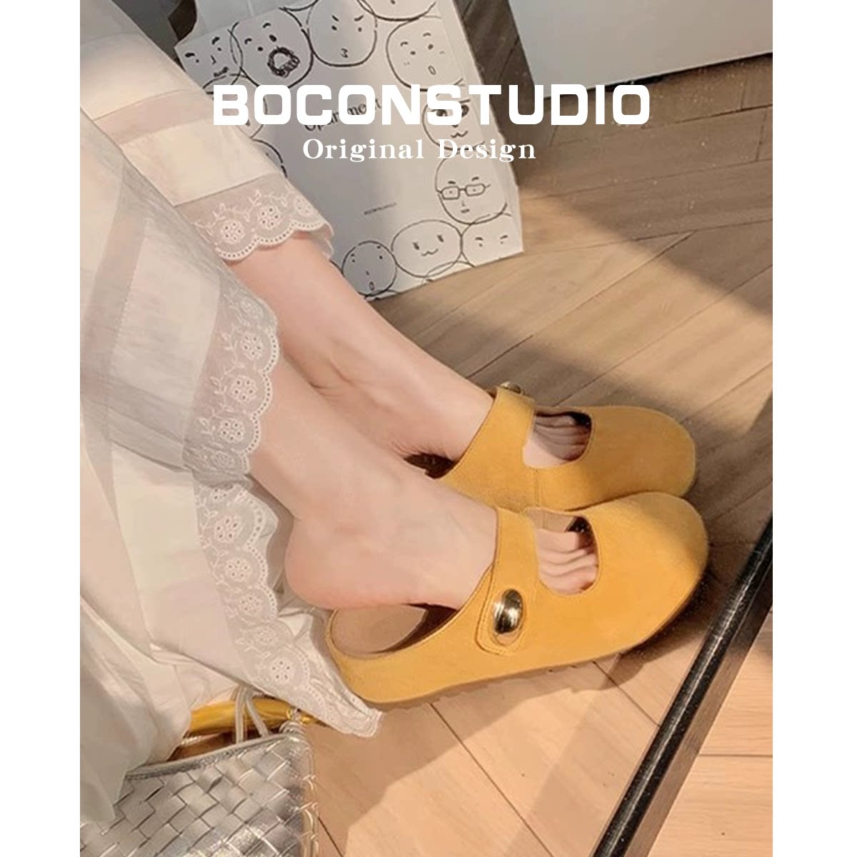 内增高5cm~真皮勃肯鞋女夏包头拖2025春新款外穿博肯鞋厚底半拖鞋