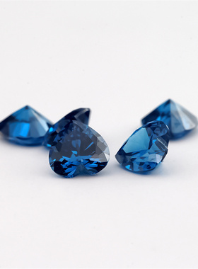 3x3--10x10mm 5A 蓝色锆石 梧州心形宝石 高品质水钻DIY首饰配件