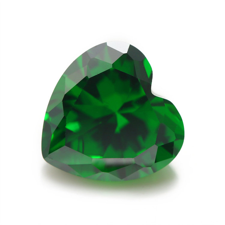 3x3--10x10mm 5a梧州加工宝石 锆石配件心形祖母绿裸石水钻