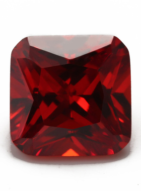 3x3--10x10mm 5A 正方形倒角锆石 橘红色宝石  首饰镶嵌DIY水钻