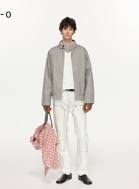 Re0复古重工水洗做旧手工黑墨擦旧白色牛仔直筒版型伐木工装长裤