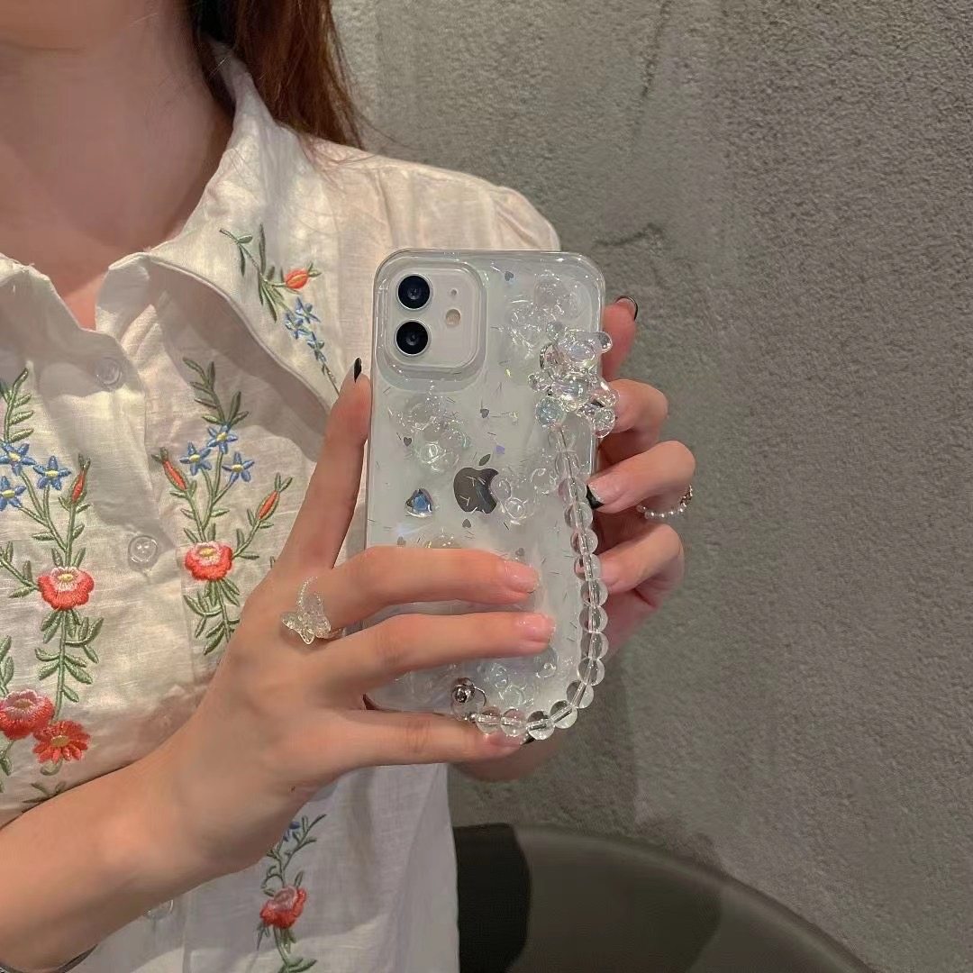 立体水晶透明小熊苹果手机壳