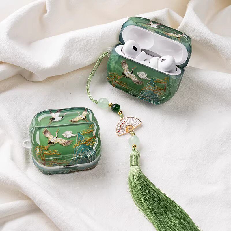 中国风流苏仙鹤适用苹果airpods4/3代保护壳新款airpodspro3/2代蓝牙耳机airpods2带挂坠高级感airpods保护套