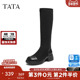 TATA他她弹力长靴女靴子长筒靴厚底粗跟黑色瘦瘦靴高筒靴CE601DG5