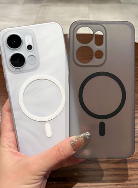 适用oppo Find X9Pro冰雾磁吸手机壳reno14Pro磨砂PC硬壳Find X8ultra超薄透气散热保护壳简约肤感裸机手感