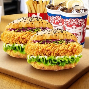 代下单塔斯汀中国汉堡双堡双人餐薯条香辣鸡腿堡两个可乐汉堡套餐