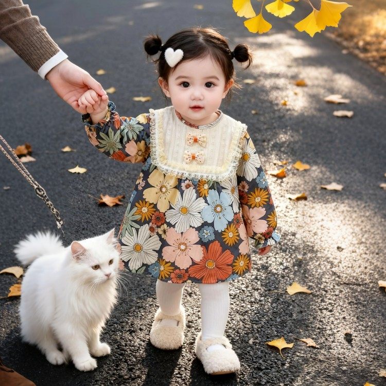 儿童长袖纯棉罩衣洋气秋冬季女宝宝防污护衣婴幼儿吃饭围裙反穿衣